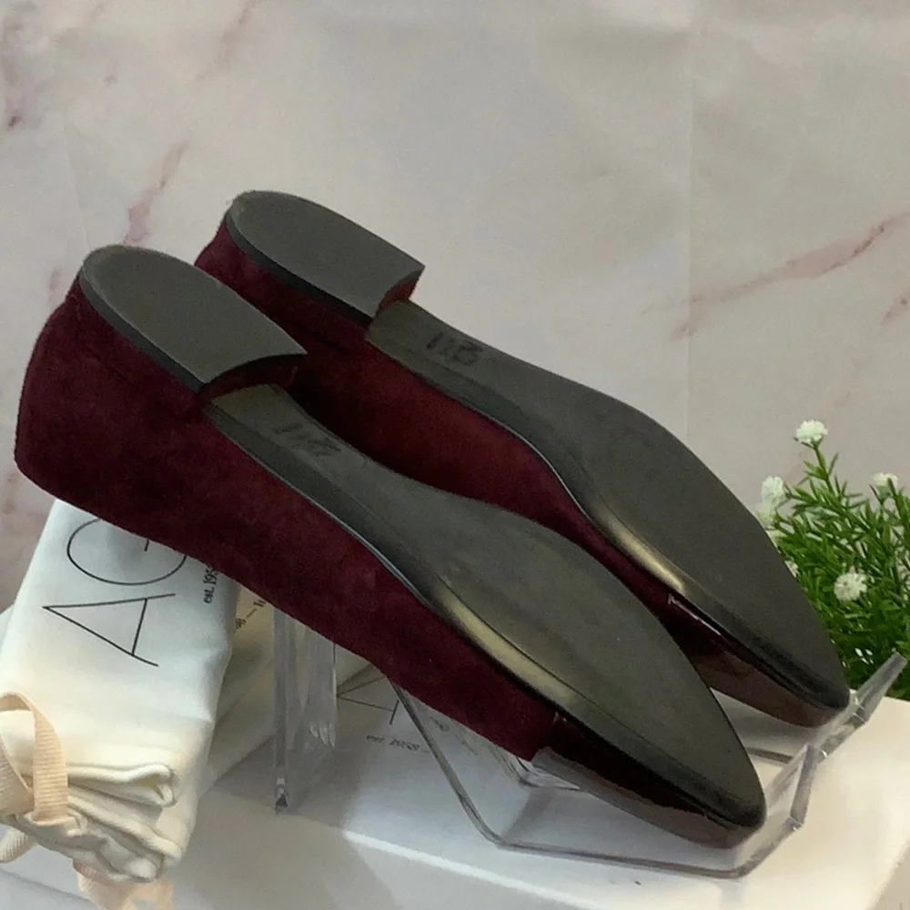 AGL Plum Flats Elegant Loafers Women's Cap Toe Loafer, Size 6.5